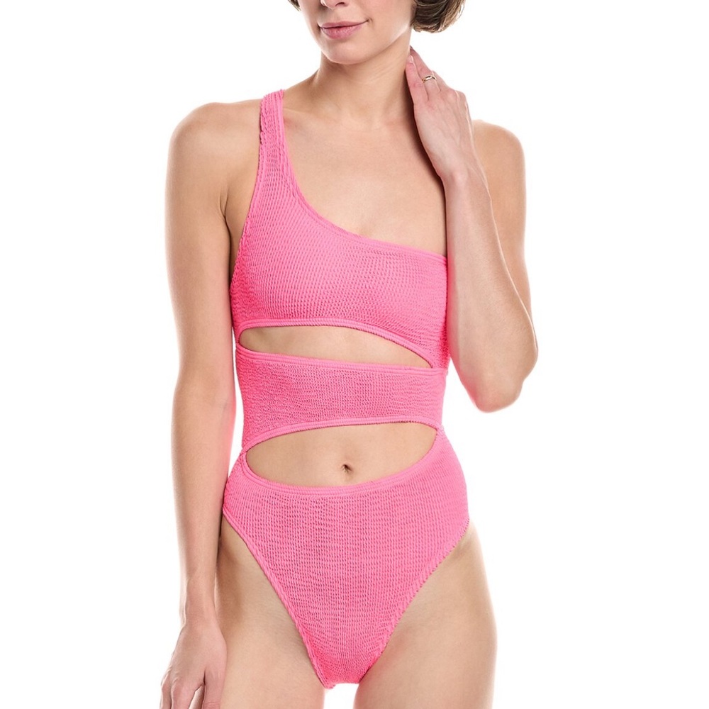 bond-eye Pink One-Shoulder Cutout Swimsuit